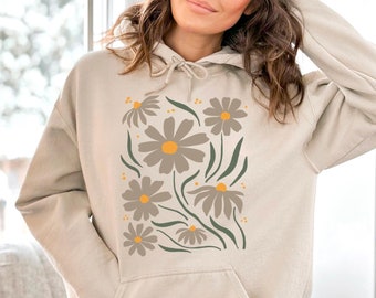 Felpa con cappuccio Boho Wildflower, felpa con cappuccio floreale, regalo per donna