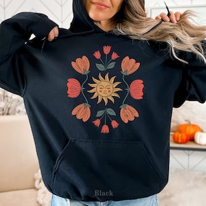 Boho Hoodie Art Nouveau, Floral Hooded Sweatshirt, Boho Wildflowers Shirt, Flowers Sweatshirt, Floral Hoodie, Gift for Women, Mystical Shirt