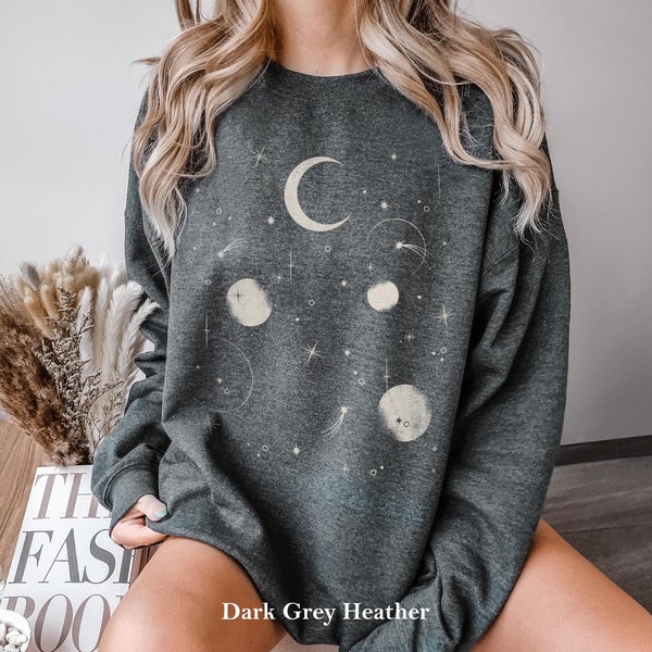 Moon Sweatshirt, Sweater Women, Celestial Sweatshirt, Moon Phase Shirt, Astrology Sweatshirt, Boho Sweater, Celestial Shirt, Sweater Vintage