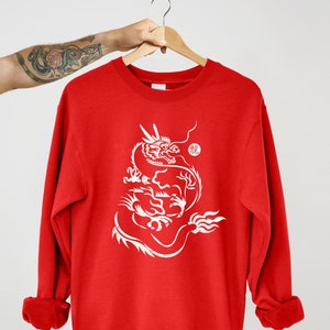 Chinese New Year Dragon Sweatshirt, Dragon Vintage Sweater, Cute Sweater Women, Year of the Dragon Sweater, Lunar New Year Dragon Sweatshirt