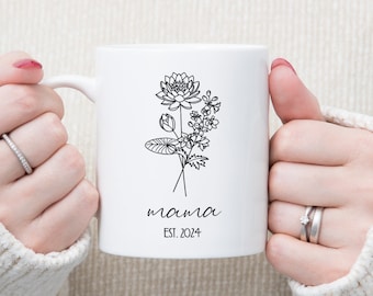 Custom Mama Mug, Personalized Mug Mama, Custom Mom Coffee Mug, Flower Print Custom Mug for Mom, Floral Coffee Mug, Gift for Mom, Mama Gift