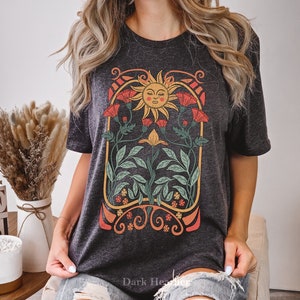 Boho Floral Tshirt Art Nouveau, Boho Wildflowers Tshirt, Boho Flowers Shirt, Floral Nature Shirt, Art Nouveau Art Deco Shirt, Mystical Shirt
