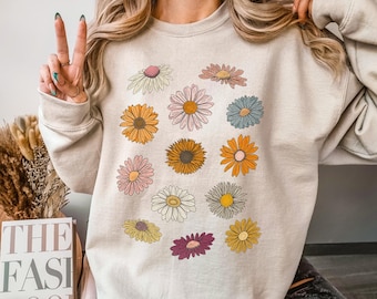 Boho Wildflower Sweatshirt: Floral Print, Unisex Sweater