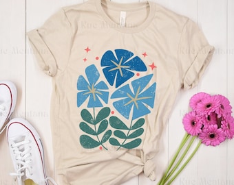 Matisse Wildblumen T-Shirt, Botanisches Jugendstil Grafik-T-Shirt