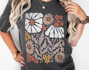 Flowers Comfort Colors Tshirt, Boho Wildflowers Tshirt, Matisse T-Shirt, Minimalist Flowers Shirt, Floral Nature Shirt, Flower Market Shirt