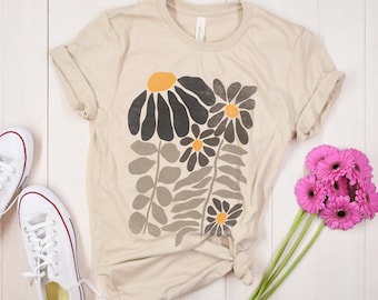 Matisse Style Blumen T-Shirt, Botanisches Jugendstil Grafik Tee