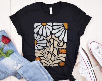 Matisse Style Wildblumen T-Shirt, Jugendstil Blumen T-Shirt