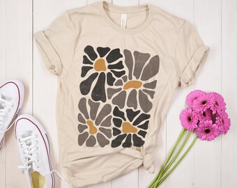 Botanical Flowers T-Shirt, Art Nouveau Style Graphic Tee