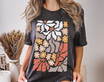 Matisse Style Wildblumen T-Shirt, botanischer Druck