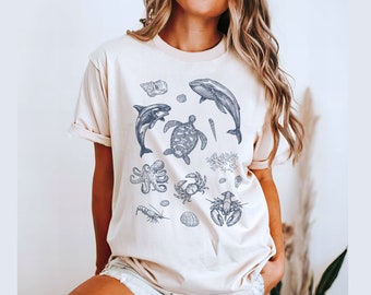 Ocean Life Comfort Colors-T-shirt, zwaargewicht zeedieren-shirt