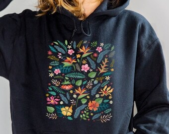 Wildflower Print Hoodie, Floral Spring Sweatshirt