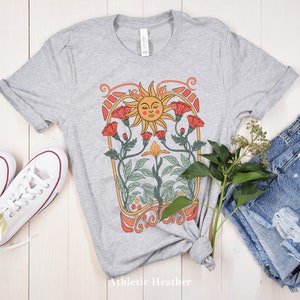 Boho Floral Tshirt Art Nouveau, Boho Wildflowers Tshirt, Boho Flowers Shirt, Floral Nature Shirt, Art Nouveau Art Deco Shirt, Mystical Shirt image 6