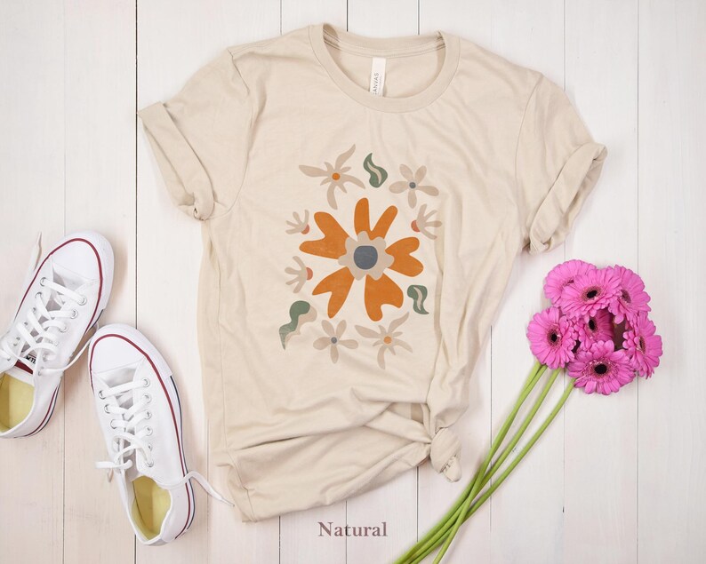 Boho Wildflower Unisex T-Shirt, Colorful Floral Tee image 4
