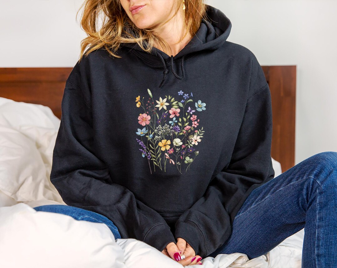 Boho Wildflowers Hoodie, Floral Nature Sweatshirt, Gift for Women - Etsy