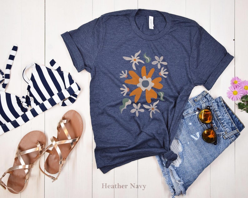 Boho Wildflower Unisex T-Shirt, Colorful Floral Tee image 1