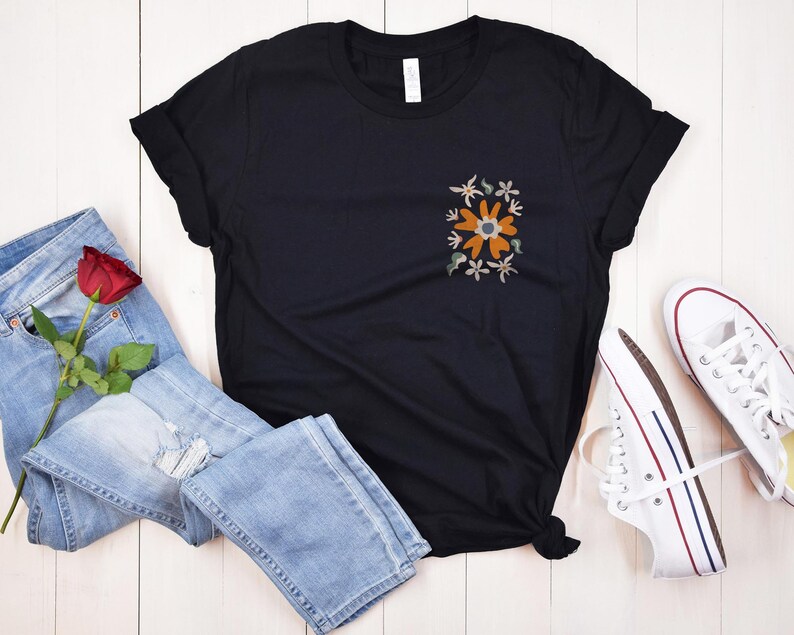 Boho Wildflower Unisex T-Shirt, Colorful Floral Tee image 7