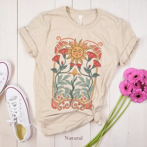 Boho Floral Tshirt Art Nouveau, Boho Wildflowers Tshirt, Boho Flowers Shirt, Floral Nature Shirt, Art Nouveau Art Deco Shirt, Mystical Shirt image 4