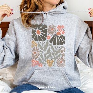 Boho Wildflower Hoodie, Floral Nature Sweatshirt, Gift for Women image 4