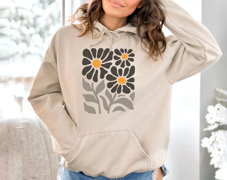 Sweat à capuche bohème fleurs sauvages, sweat-shirt fleuri surdimensionné image 7