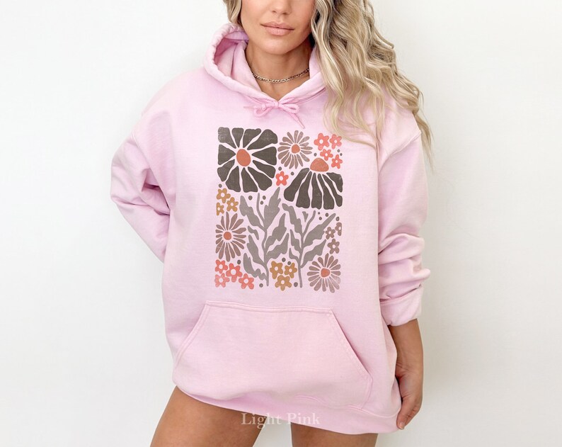 Boho Wildflower Hoodie, Floral Nature Sweatshirt, Gift for Women image 7