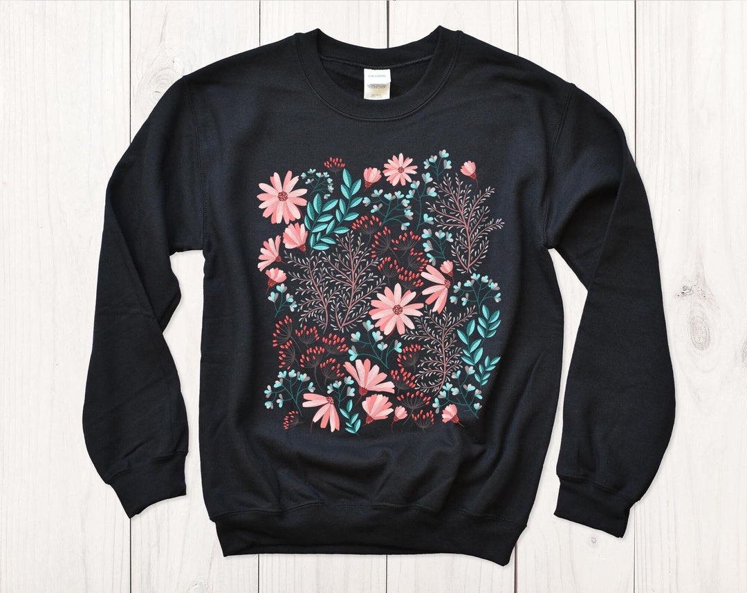 Pressed Flowers Sweatshirt, Boho Wildflowers Cottagecore Shirt