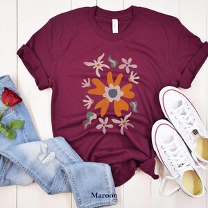 Boho Wildflower Unisex T-Shirt, Colorful Floral Tee image 6