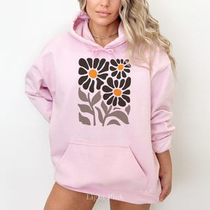 Sweat à capuche bohème fleurs sauvages, sweat-shirt fleuri surdimensionné image 6
