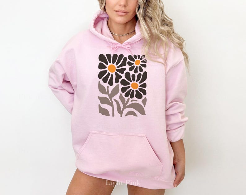 Sweat à capuche bohème fleurs sauvages, sweat-shirt fleuri surdimensionné image 6