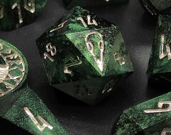 Yggdrasils Crown, Handmade Set of Sharp Edge Polyhedral Resin Dice for Dungeons and Dragons and other TTRPG Games