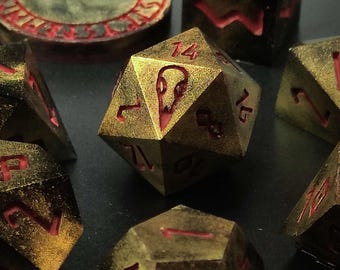 Deaths Judgement, Handmade Set of Sharp Edge Polyhedral Resin Dice for Dungeons and Dragons and other TTRPG Games