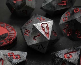 Fenrirs Fury, Handmade Set of Sharp Edge Polyhedral Resin Dice for Dungeons and Dragons and other TTRPG Games