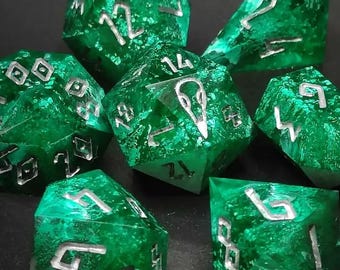 Souls of Helheim, Handmade Set of 7 Sharp Edge Polyhedral Resin Dice for Dungeons and Dragons and other TTRPG Games