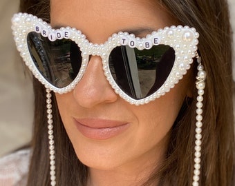 Personalized Bride To Be Pearl Sunglasses: Hen Party Wedding Accessory