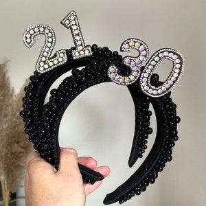 Black PEARL BIRTHDAY HEADBAND 30th 40th tiara birthday crown 18th 21st 30th 40th 50th crown birthday accessories personalised birthday gift