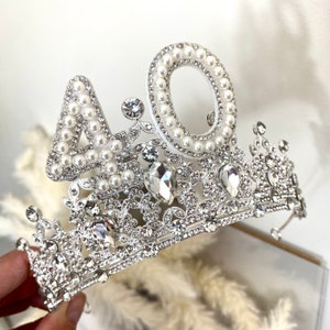 Birthday Crown 18th 21st 30th 40th 50th 30th headband 40th tiara birthdy headpiece birthday tiara silver personalised birthday present gift