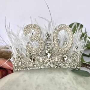 18th 21st 30th 40th 50th birthday crown feather 30th headband 40th tiara birthday crown birthday tiara silver personalised birthday gift image 6