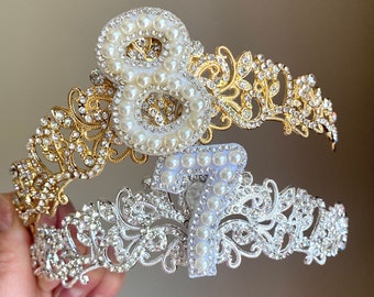 Verjaardag meisje kroon tiara 5e 6e 7e 8e 9e verjaardagsfeestje zendspoel zilveren gouden tiara gepersonaliseerde verjaardagscadeau meisjes verjaardag kroon