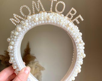 Mama headband, baby shower mama headband, mama, Mom to be pearls headband, baby shower accessories, Pearl headband, baby shower gift