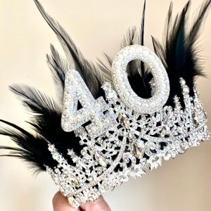 18th 21st 30th 40th 50th birthday crown feather 30th headband 40th tiara birthday crown birthday tiara silver personalised birthday gift