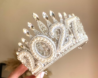 New Years Eve Crown Silver Gold and Pearl tiara crown headpiece 2027, NYE Crown, NYE Tiara