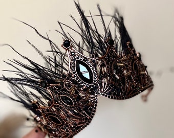 Black Feather Headband, Halo Crown, Gothic Headband, Witch  display picture 3