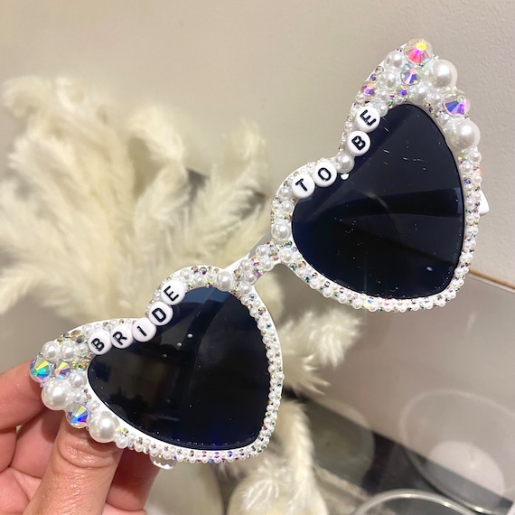 Bride Rhinestone Sunglasses White Rhinestone Bride Sunglasses – Sparkle and Swag Party main image 3