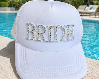 Bride Baseball Cap: Hen Party Hat, Bachelorette Party Hat, Embellished bride Hat, honeymoon hat