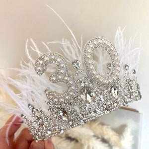 18th 21st 30th 40th 50th birthday crown feather 30th headband 40th tiara birthday crown birthday tiara silver personalised birthday gift image 4