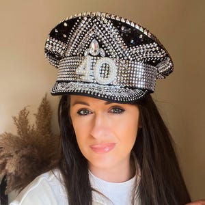 Silver Rhinestone 50th Captain Hat - Etsy display picture 1