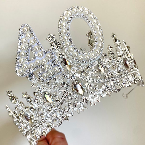 18th 21st 30th 40th 50th birthday crown 30th headband 40th tiara birthday crown birthday tiara silver personalised birthday present gift