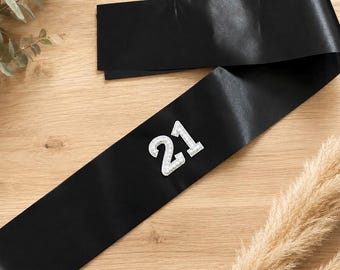 Birthday Sash, Personalised SASH, Birthday Pearl Sash, Pearl Sash, Satin Personalised Sash, Custom Sash, Bride to be Sash, Black Sash