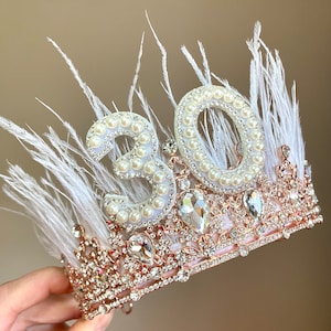 18th 21st 30th 40th 50th birthday crown feather 30th headband 40th tiara birthday crown birthday tiara silver personalised birthday gift image 10