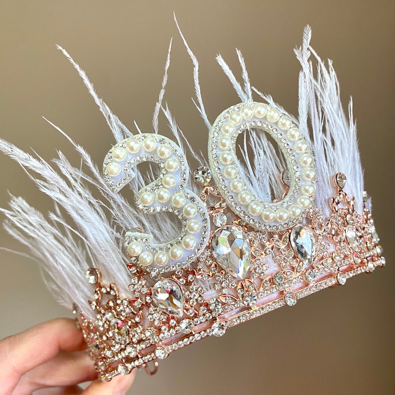 18th 21st 30th 40th 50th birthday crown feather 30th headband 40th tiara birthday crown birthday tiara silver personalised birthday gift image 10