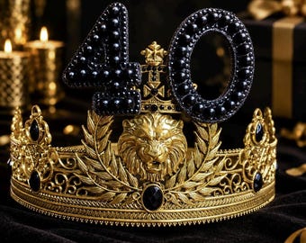 Birthday Crown for men, Lion Crown, Birthday King Crown, 40th,50th birthday crown for him, custom birthday crown, personalised crown tiara